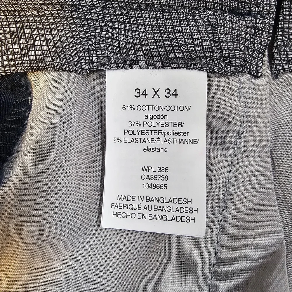 Haggar Iron Free Premium Khaki Pants Mens 34x34 Dark Navy Pleated Classic Fit St